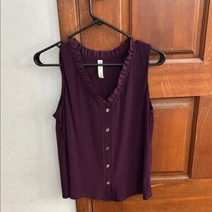Women's Sleeveless Ruffle Blouse - Purple